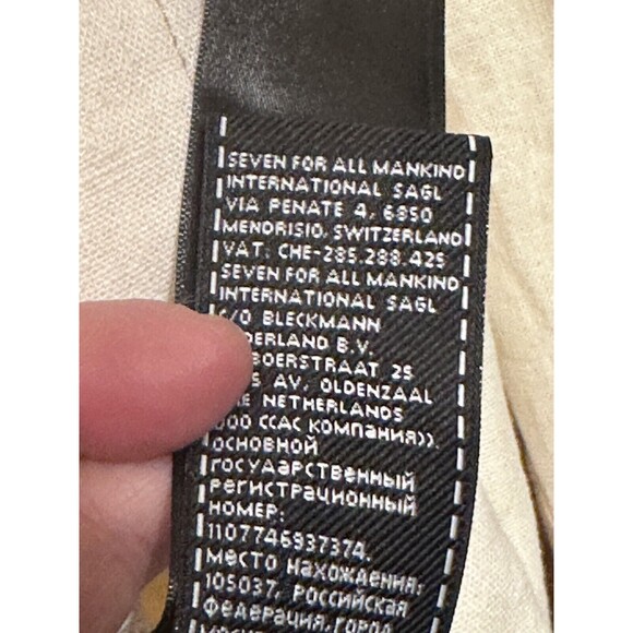 7 FOR ALL MANKIND Shirt Jacket Ecru Brown Top Stitching Button Patch Pockets XL - Picture 14 of 16